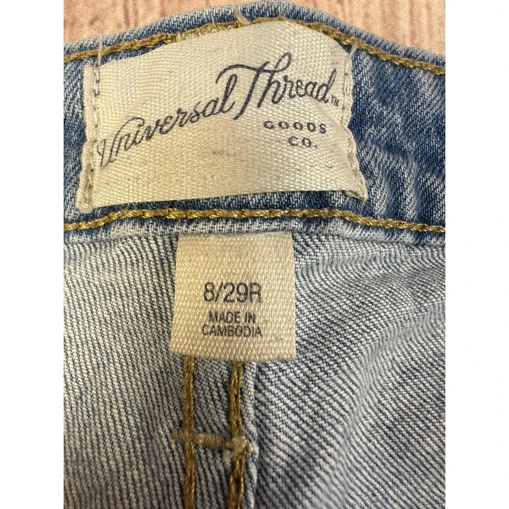 Universal Thread Jean Shorts Women Blue Buttonfly Distressed Light Wash 8/29R